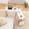 Modern White and Gold Rotating End Table with Storage Bookcase Rolling Sofa Side Desk